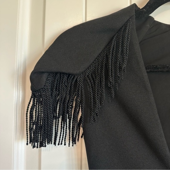 NWT NOOKIE designer black bodycon short sleeve cocktail dress with fringe - Picture 10 of 10